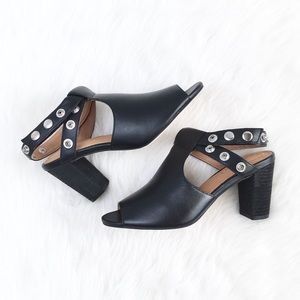 Corso Como | black leather button strappy mules